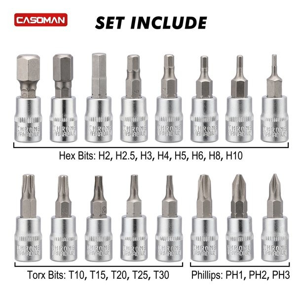 CASOMAN 1/4-inch Drive Click Torque Wrench Set