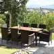 Costway 9PCS Patio Rattan Dining Set 8 Chairs Cushioned Acacia