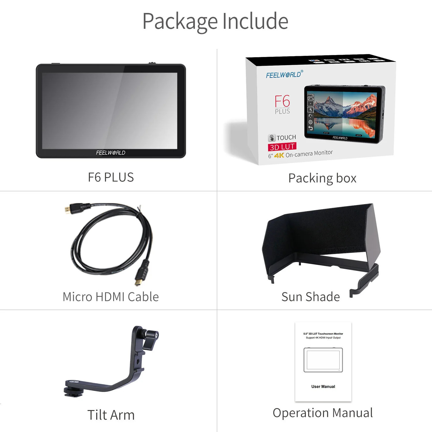 FEELWORLD F6 PLUS 6 inch small Touch Screen 3D LUT Camera DSLR