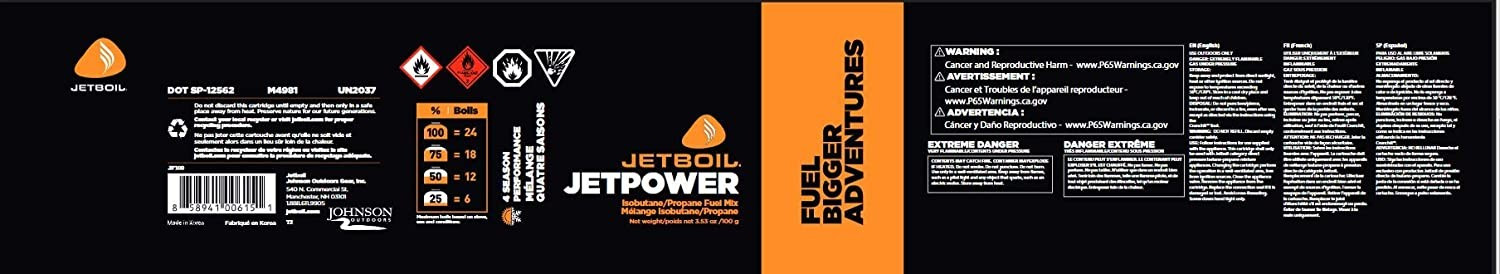 Jetboil Jetpower Fuel for Jetboil Camping and Backpacking